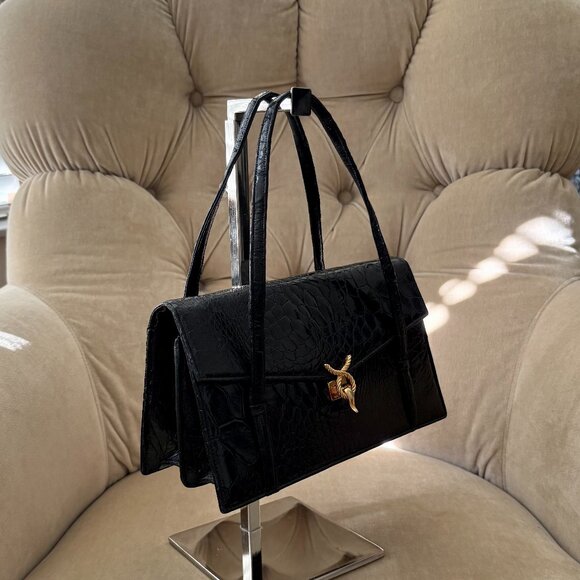 VTG Auth LUCILLE de PARIS Genuine Alligator Circa 1960's Satchel Kelly Bag - Picture 2 of 7